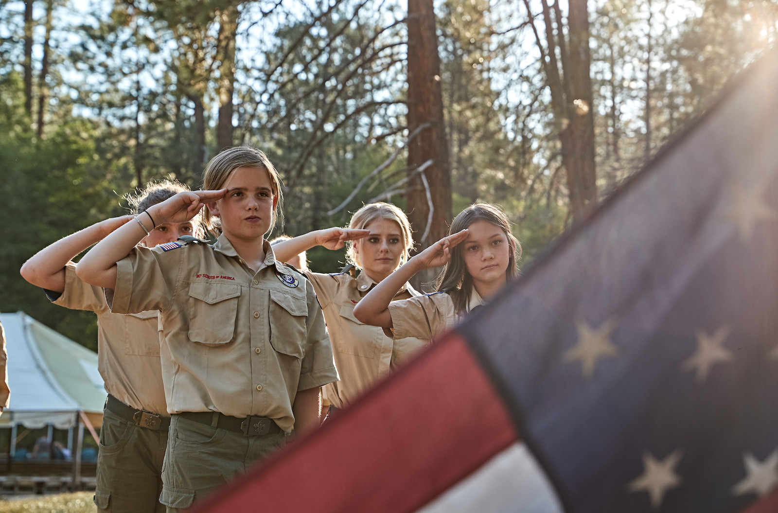 Scouts saluting the flag