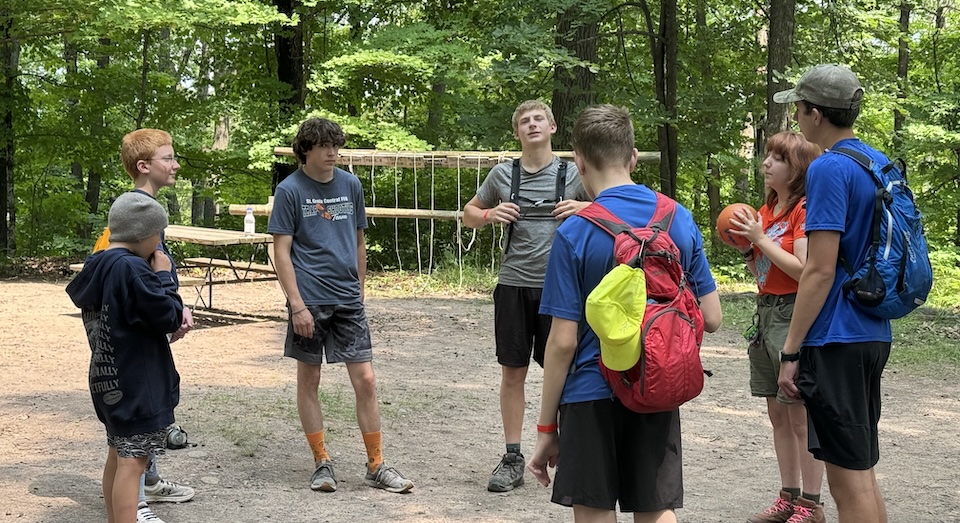 Scouts learning leadership skills